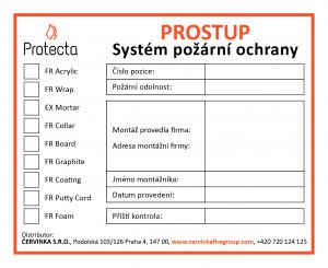 Revizní štítek PROTECTA® pro systémy pasivní požární ochrany